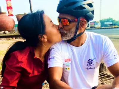 Ankita Konwar kissing Milind Soman