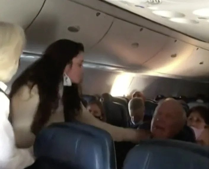 Woman attacks elderly man on Delta Air Lines flight. 
