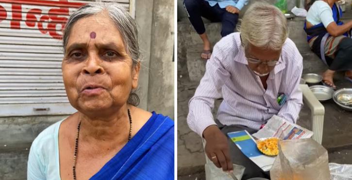 Elderly couple sell poha to earn a living. 