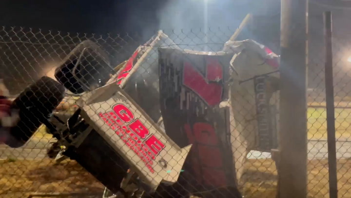 Sprint Car Loses Control And Flies Off The Track Towards Spectators
