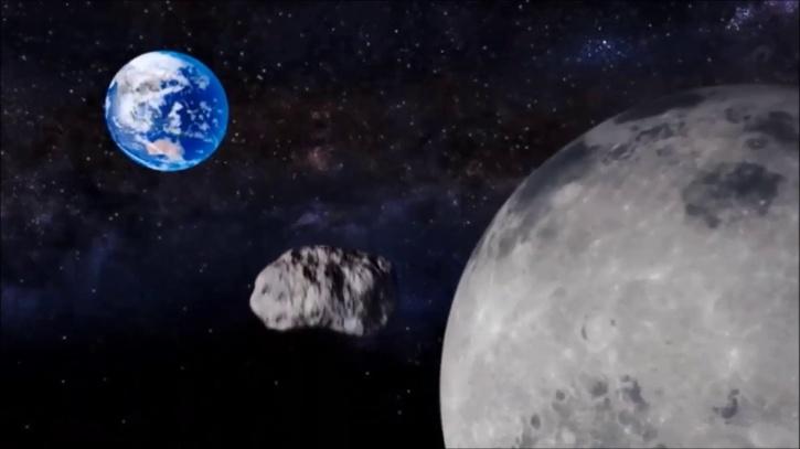 Asteroid between earth and moon