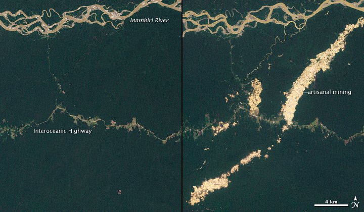 NASA photo shows 'gold' Peruvian  rivers