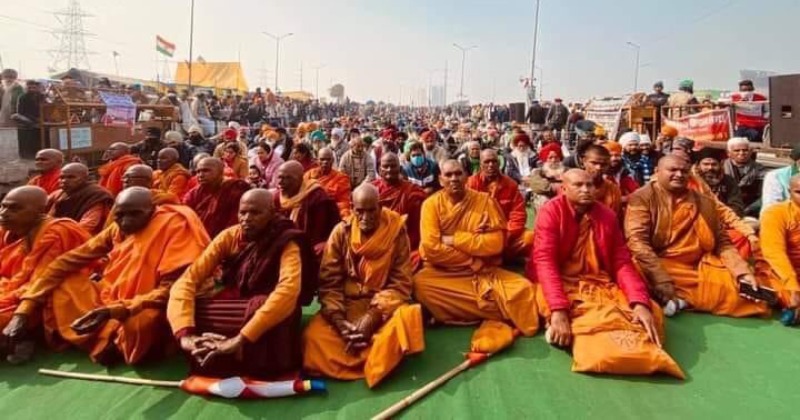 Buddhist Monks Join Farmers In Their Agitation