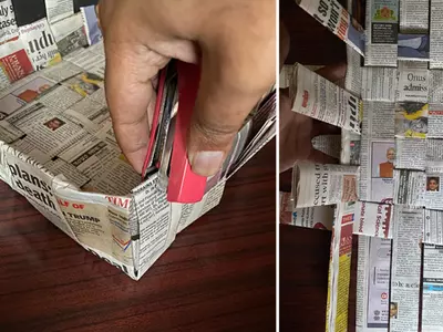 How to make woven baskets just from some old newspapers and a bit of glue. Easy D.I.Y. project. No need for special tools.