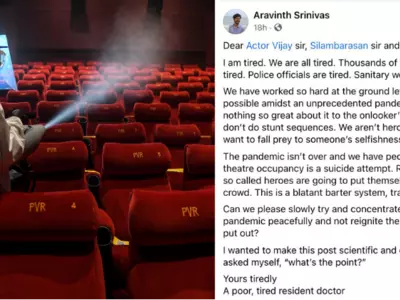 After Doctor's Viral Open Letter, Centre Tells Tamil Nadu To Cancel 100% Occupancy In Theatres