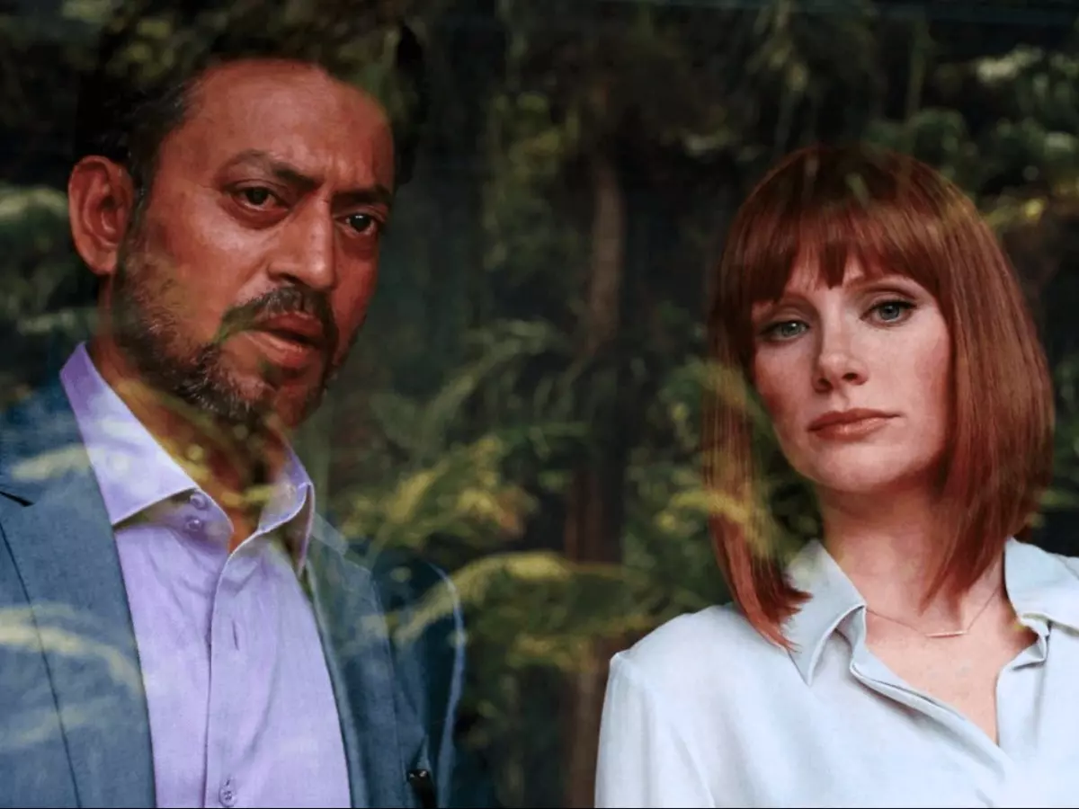 Bryce Dallas Howard with Irrfan Khan in Jurrasic World. Bryce Dallas Howard with Irrfan Khan in Jurrasic World.
