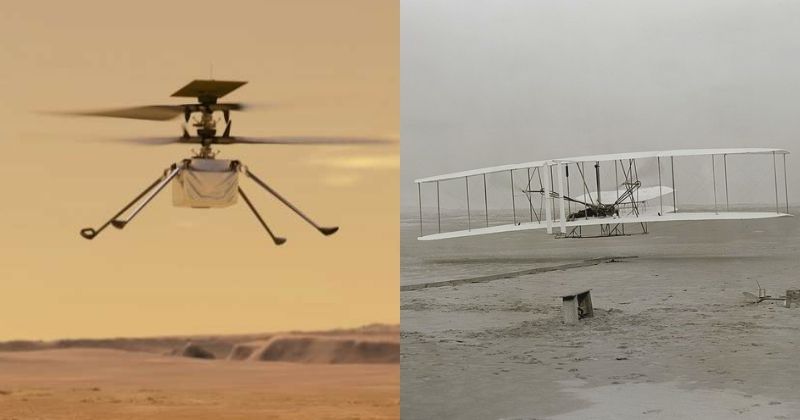 Ingenuity Helicopter Flight On Mars, With A Piece Of Earth's 1st Airplane