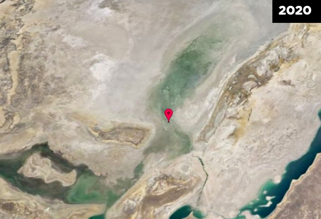 Drying of the Aral Sea, which borders Kazakhstan and Uzbekistan