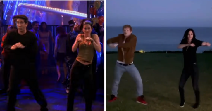 Courteney Cox And Ed Sheeran Recreate Iconic Ross And Monica Dance Routine And We Re Bowled Over