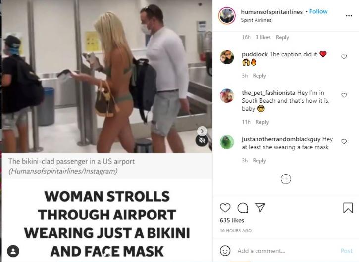 Woman Goes To Airport For Her Flight In A Bikini And A Mask