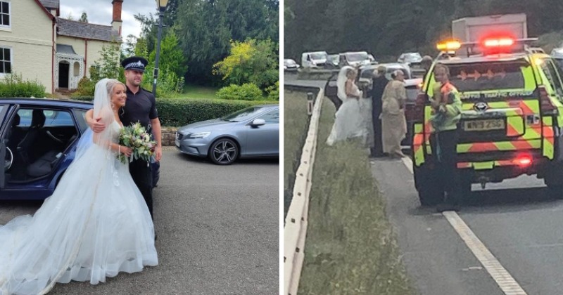 Bride's Car Breaks Down On Way To Wedding, She Hitchhikes With Police