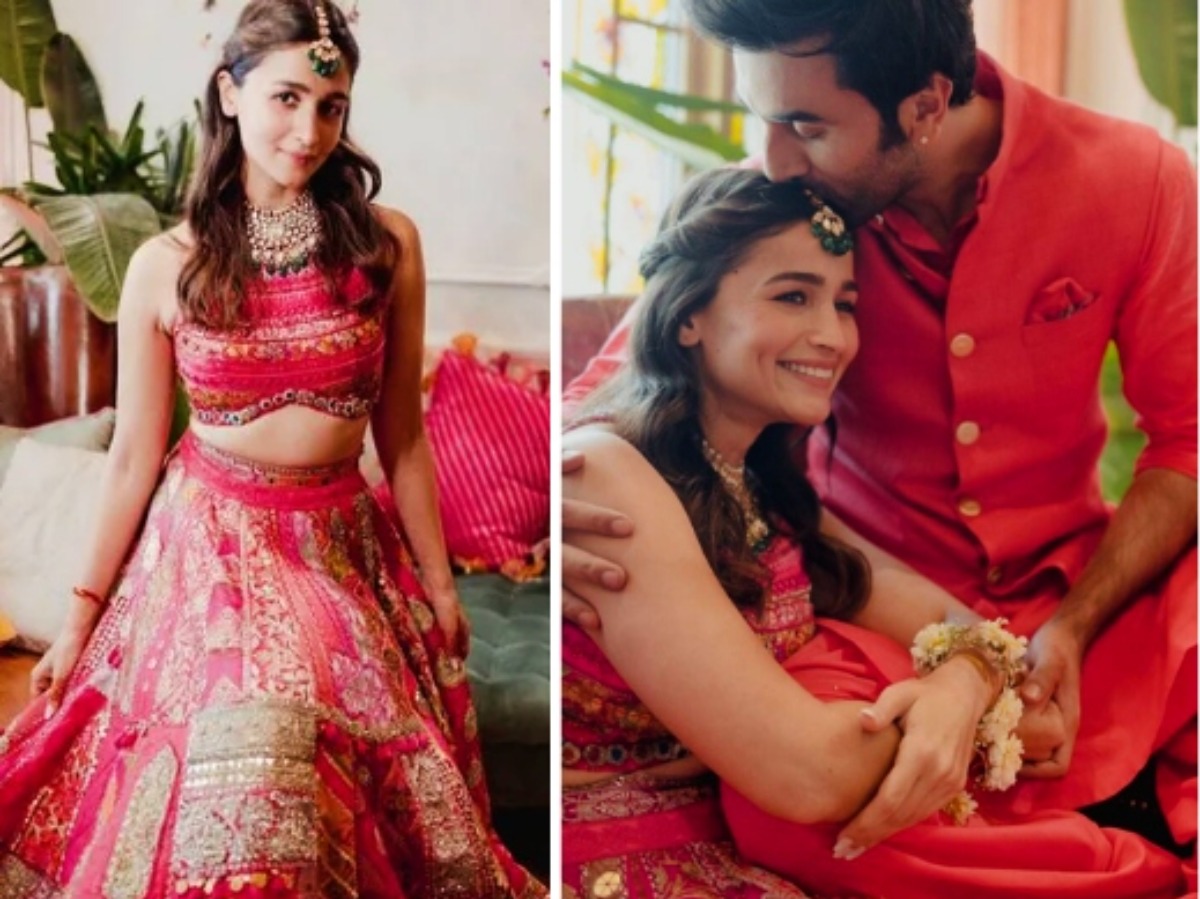 Alia bhatt red shop lehenga manish malhotra