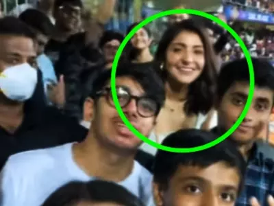 A woman watches an IPL match with Anushka Sharma and shares a video online. 