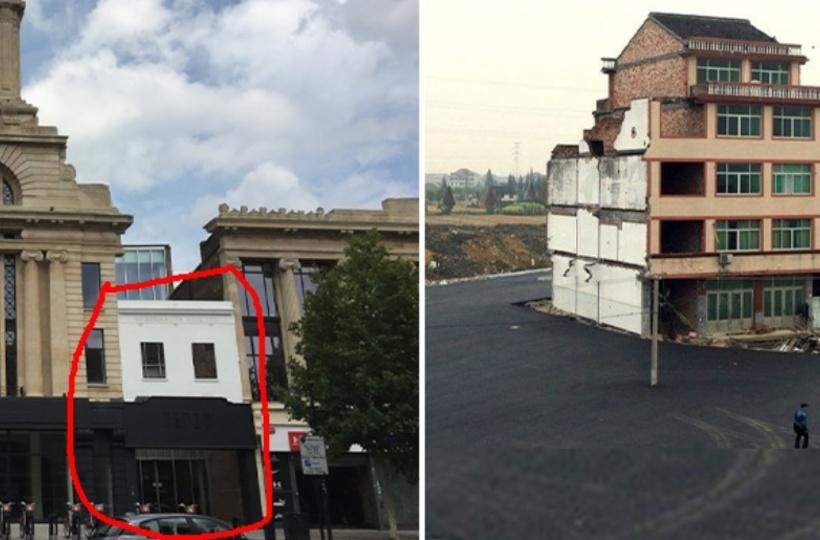 The tiny holdout building in the middle of Macy's