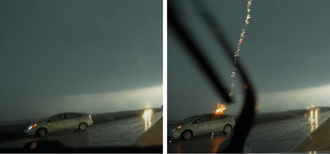 Lightning Strikes Toyota Prius In USA's Iowa