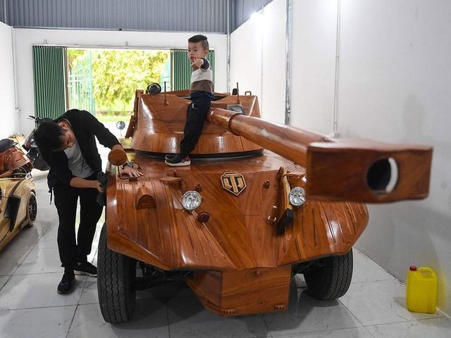 vietnam dad converts mini bus into wooden tank