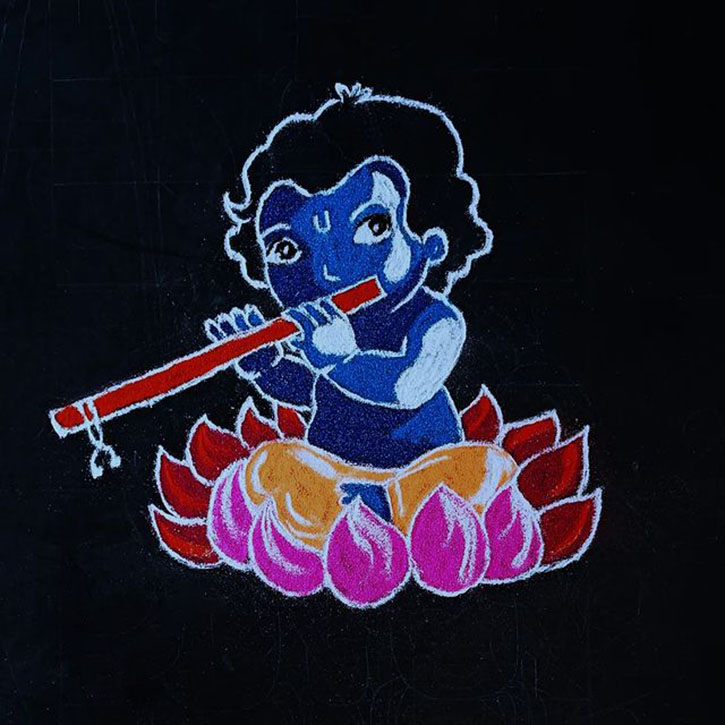 cute bal krishna rangoli/kolam/muggu by easy rangoli for u | Cartoons  rangoli, Cartoons rangoli design, Simple rangoli