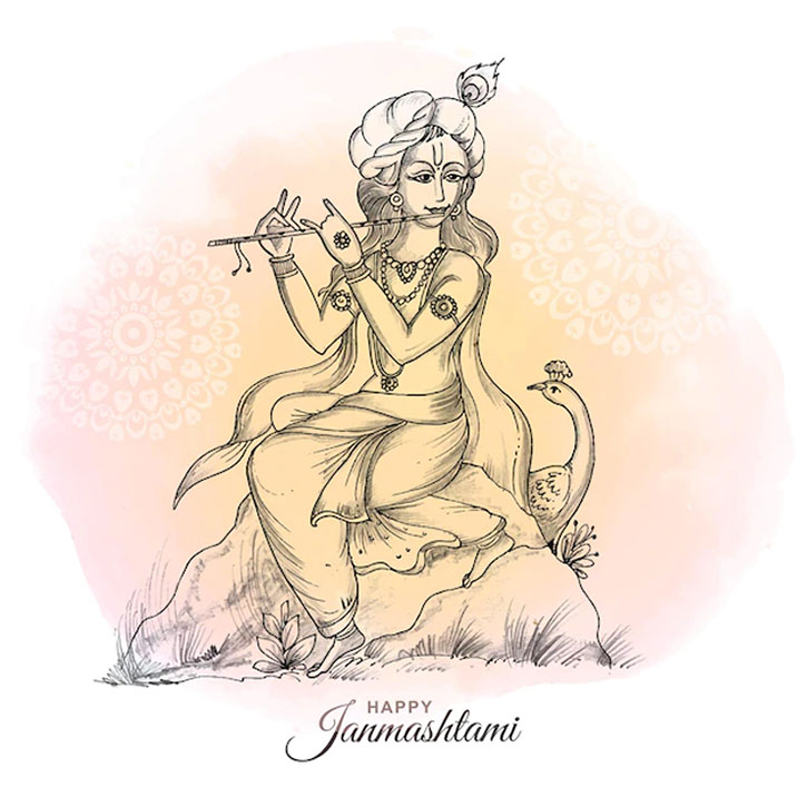 Hindu god Lord Krishna. Happy janmashtami vector - Stock Illustration  [23427220] - PIXTA