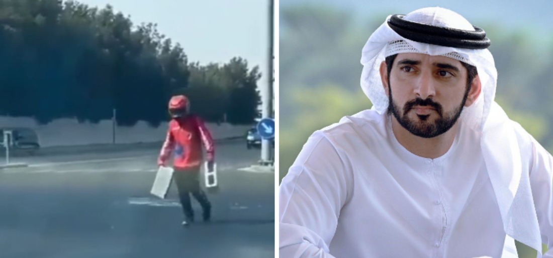 Dubai Crown Prince Praises Food Delivery Agent Who Removed Bricks From Busy  Road