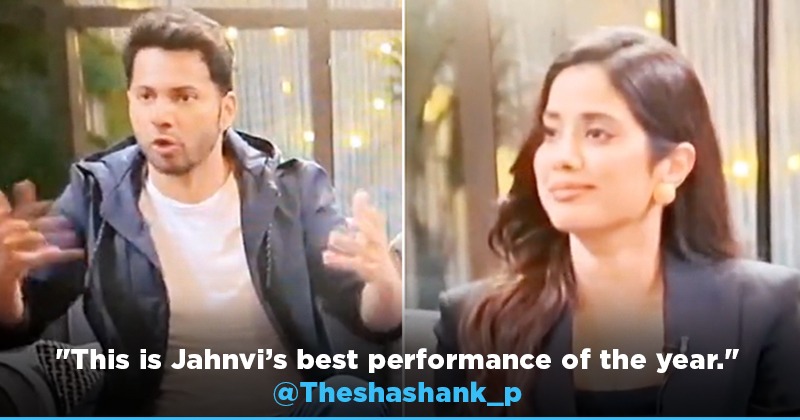 Expressions On Point Twitter Notices Janhvi Kapoor S Grin At Varun