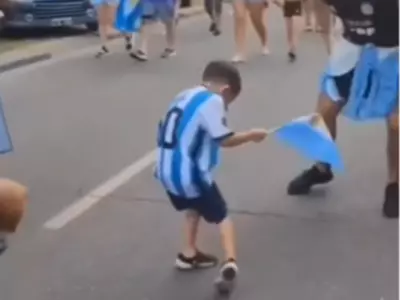 Little Boy Dances On Street To Celebrate Argentina Win