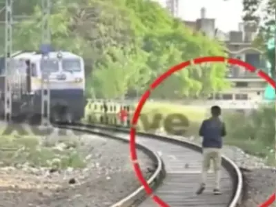 Drunk Man Stops Moving Train Video