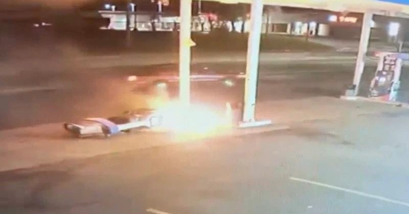 Gas Station Catches Fire After Teen Driver's Stunt Goes Wrong