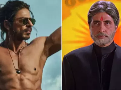 Fans Of Shah Rukh Khan Compare His 57-Yr-Old Look in 'Pathaan' To BigB's Mohabbattein [Photo]