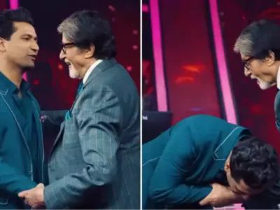 'Two Charismatic Men Of Bollywood' Fans React To Vicky Kaushal Touching BigB's Feet On KBC Set