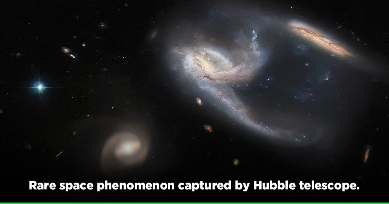두 개의 멀리 떨어져 있는 은하가 허블 망원경에서 놀라운 새로운 사진으로 합쳐지고 있습니다.