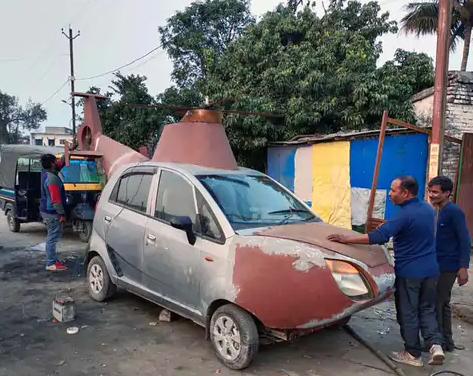 bihar man converts nano car into helicopter 