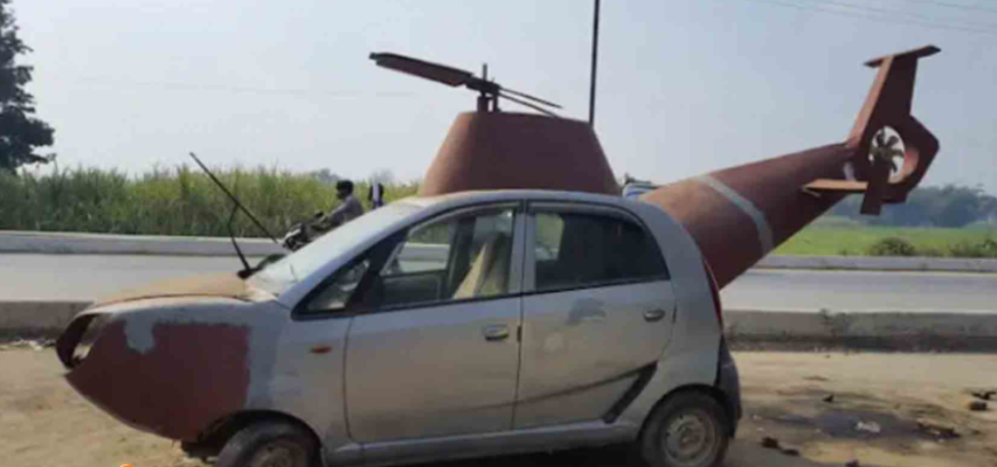 bihar man converts nano car into helicopter 