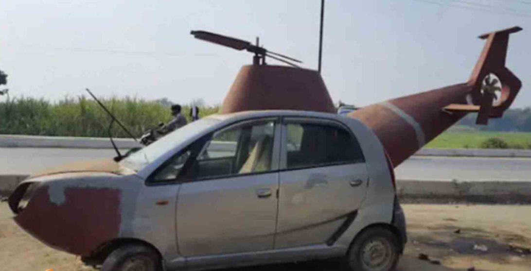 bihar man converts nano car into helicopter 