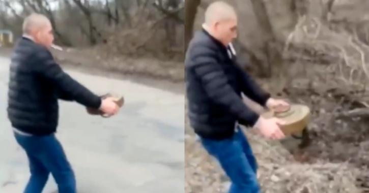 With A Cigarette In Mouth, Ukrainian Man Removes Land Mine With Bare Hands  Like A True Badass!