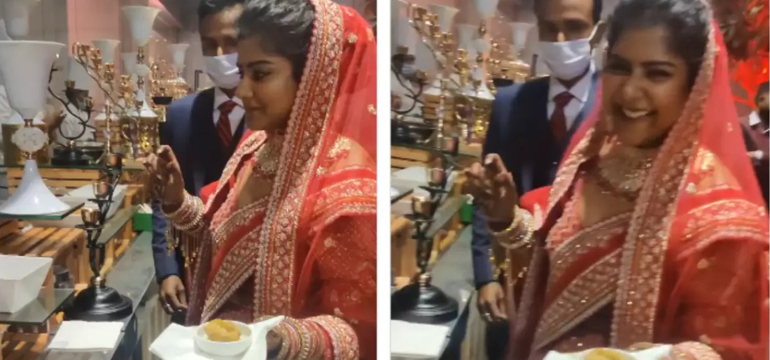 Bride Enjoys Pani Puri At Wedding