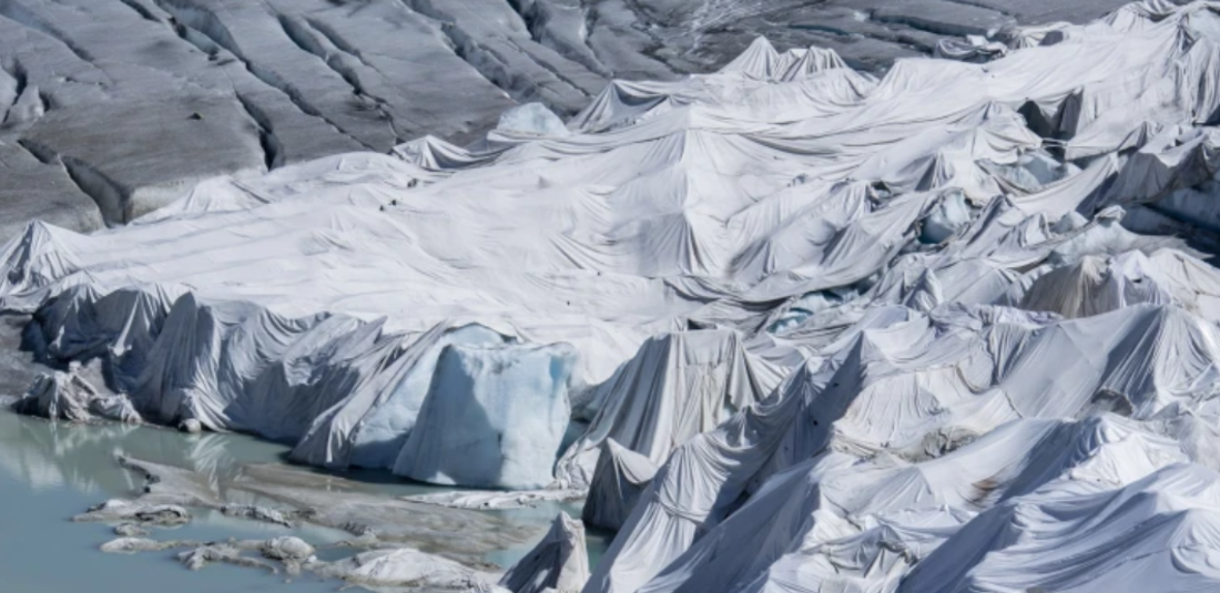 Switzerland Alps Glacier covered with UV resistant blankets 