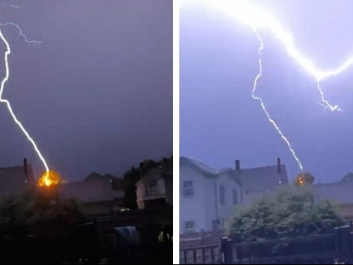 Lightning Bolt Strikes House Roof In Massachusetts