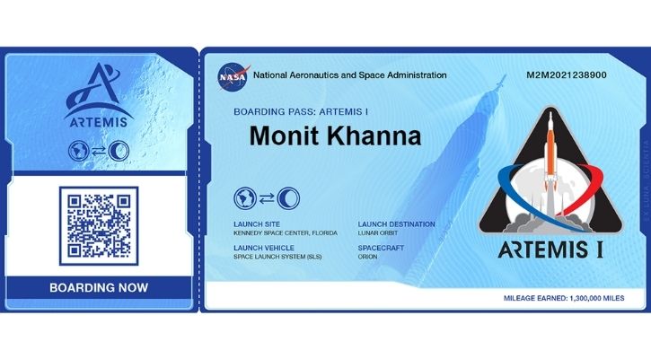 tarjeta de embarque de la NASA
