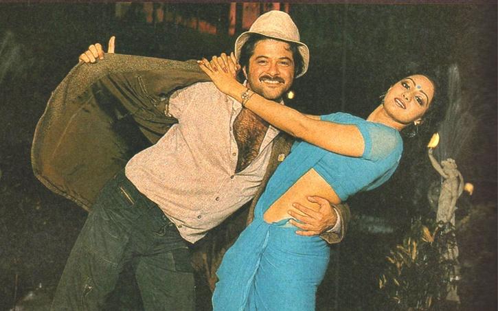 A still of Anil Kapoor and Sridevi from Mr India song Kate nahin kat te.