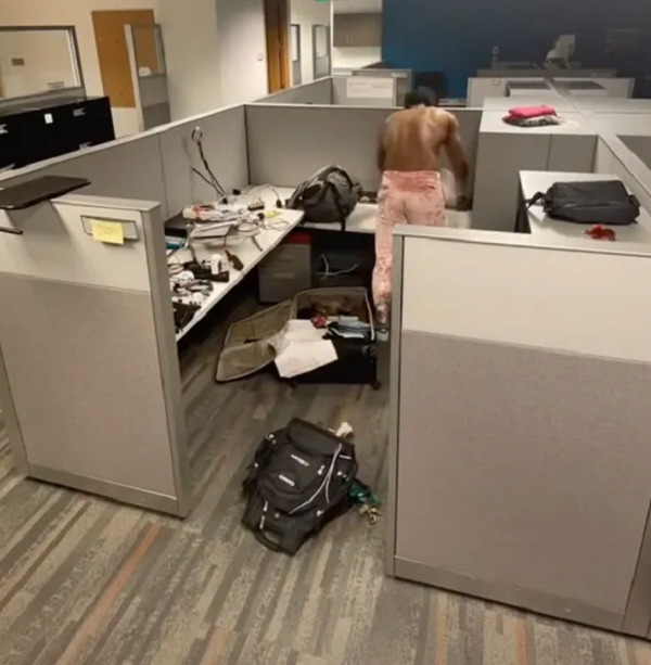 Man Moves Into His Cubicle At Work