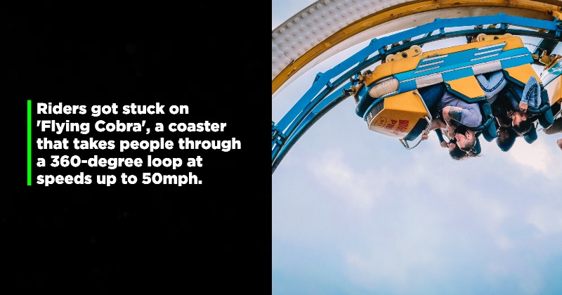 Crazy moment roller coaster stops, strands riders upside down