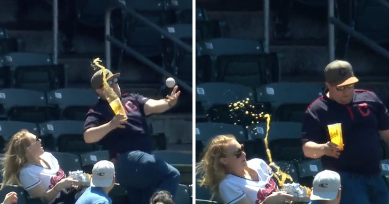 Fan makes great one-handed catch at Cubs game while bottle-feeding