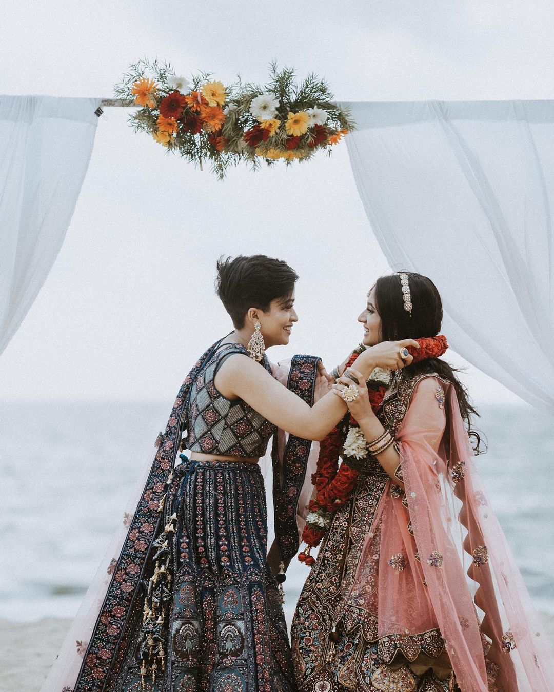 Kerala Lesbian Couple Exchange Rings In A Stunning Beachside Ceremony photo