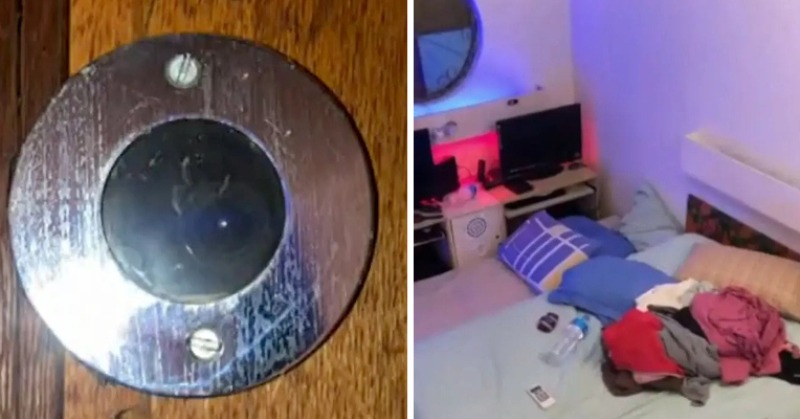 A couple is scared after discovering a hidden camera in their Airbnb