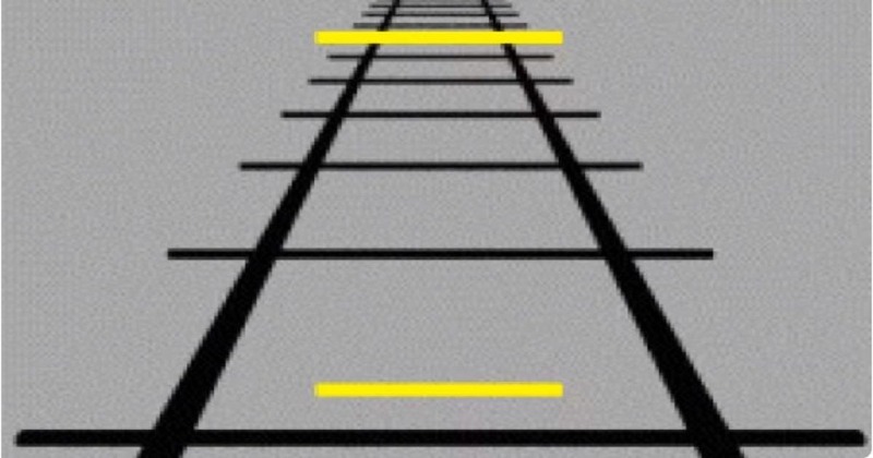 Optical Illusion: Which Yellow Line Is Longer On This Railway Track?