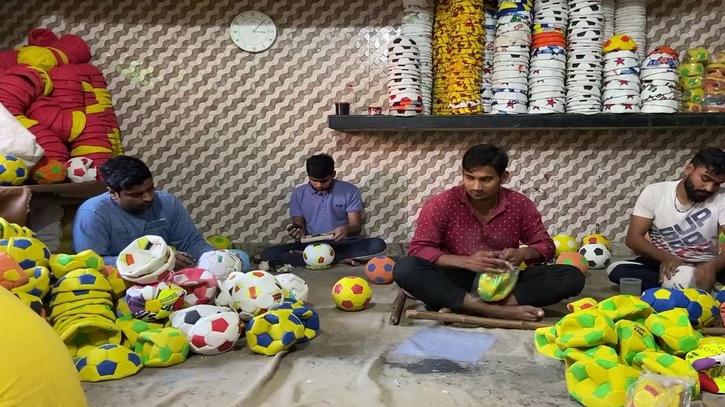 uttar pradesh village manufactures football for a living 