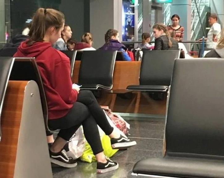 Optical Illusion One Woman But Three Legs!