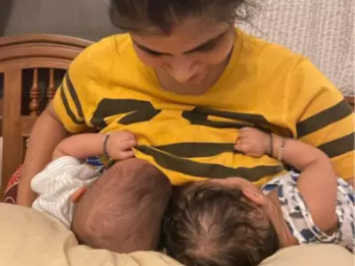Chinmayi Sripada Breastfeeds Twin Babies
