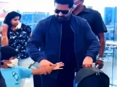 Jr NTR Carries His Own Luggage At Airport