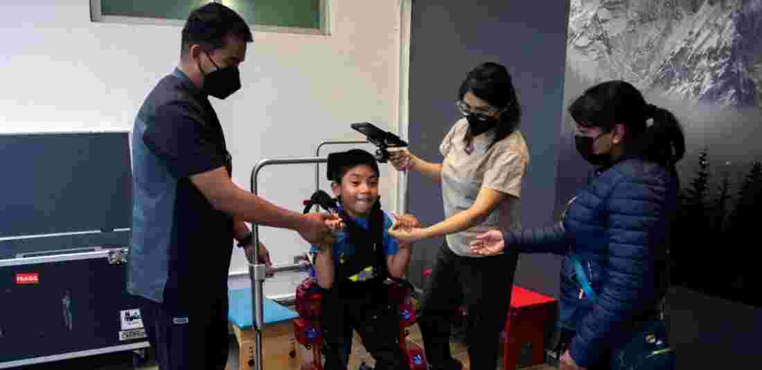 boy suffering from cerebral palsy can walk robotic exoskeleton 